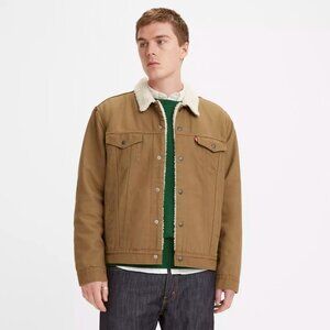 Levi’s Canvas Type III Sherpa Lined Trucker Jacket Cougar Brown Men’s L